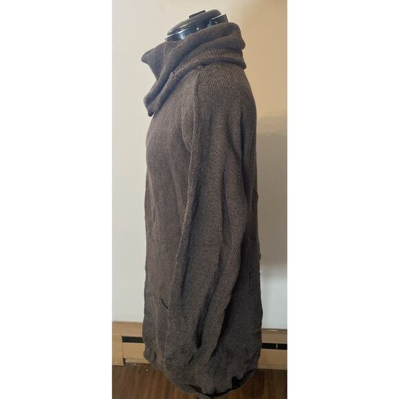 Soft Surroundings Cowl Neck Sweater Knit Tunic Dress Textured Pockets Brown S/M - Picture 3 of 6